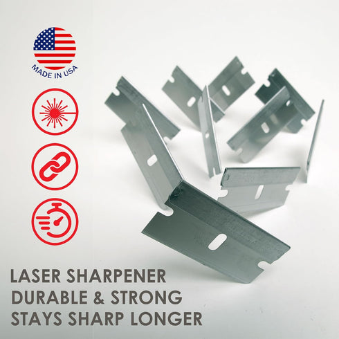 100 Pack, Single Edge Razor Blades, Made in the USA, Industrial Razor Blades, Scraper Refills, Box Cutter, Paint