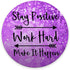 Custom Round Mouse Pad - Stay Positive Work Hard Inspirational Quotes Art Purple Glitter Black, 7.9 x 7.9 x 0.12 Inch
