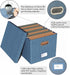 Portable File Storage Organizer Box - 2 Pack with Lid, Dark Blue, Fits Letter/Legal File Folder Storage
