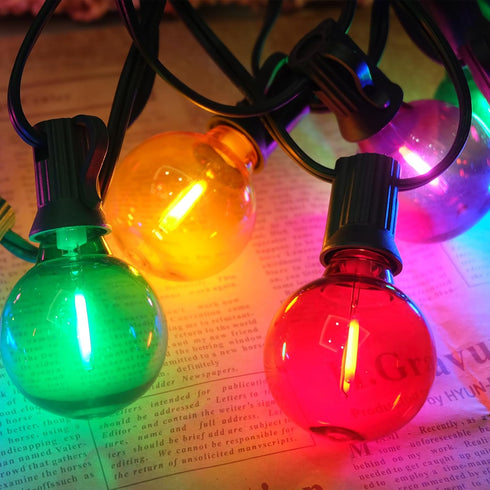SUNSGNE 25 Pack G40 LED Christmas Replacement Globe Light Bulbs, 0.6 Watt Multicolor LED Bulbs, E12 Candelabra Base,