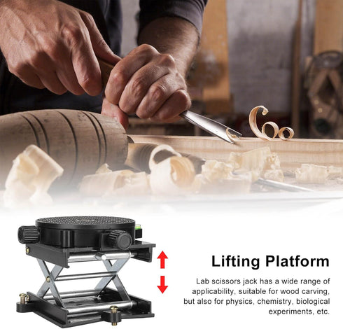 TOPINCN Lab Jack Scissor Stand Aluminum Alloy Lab Lift Stand Table 360° Rotation Lifting for Woodworking Carving Experiment Expandable Scissor Lift Stand 6.5cm
