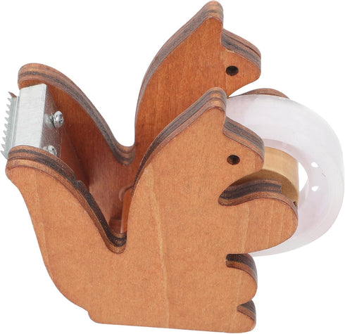 Toddmomy Squirrel Tape Dispenser, Desktop Wooden Washi Tape Dispenser with Cutter, Adhesive Tape Roll Holder for Home
