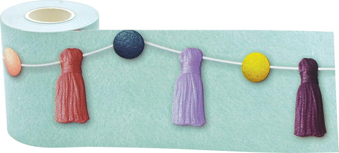 Teacher Created Resources Oh Happy Day Pom-Poms & Tassels Straight Rolled Border Trim - 50ft for Classrooms