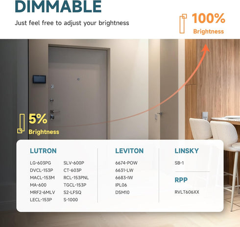 6 Inch 5CCT 2700K/3000K/4000K/5000K/6000K 12W 1100Lm, Dimmable ECOELER Ultra-Thin LED Recessed Ceiling Light