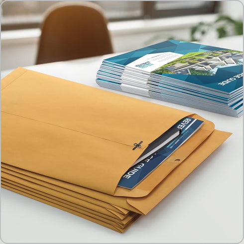 Quality Park 9 x 12 Clasp Envelopes, Extra Heavy-Duty 32 lb Kraft Paper, Clasp and Gummed Closures, 100 per Box