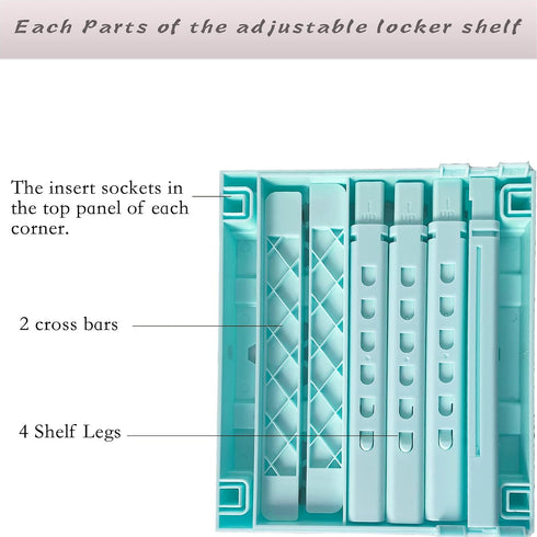 Pack 2 Locker Shelf Adjustable Height and Width, Locker Organizer for Work, Locker Shelves for School Locker