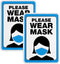 Excello Global Products 5"x7" Please Wear Mask Sign: Plastic Sign for Businesses with Adhesive Strips (Pack of 2)