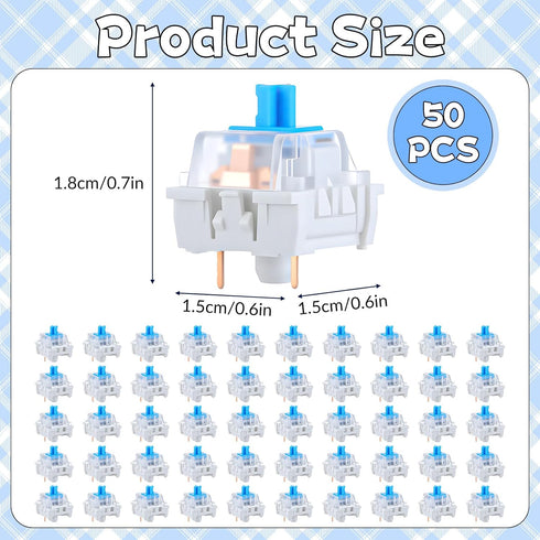 FdcZeyxior 50 3 PCS Mechanical Keyboard Switches Keyboard Clicker Pin Blue Switch Replacement Keyboards Keys