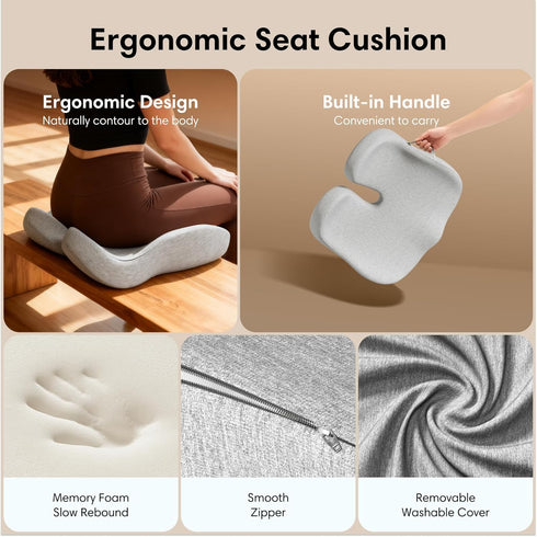 ModReve Tailbone Memory Foam Seat Cushion for Office Chair, Car & Wheelchair Soft Comfort Coccyx Cushion for & Sciatica
