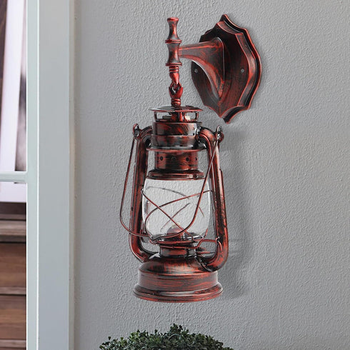 Liffshsy Retro Antique Vintage Rustic Wall Sconce, Lighting Lantern Mounted Light with Glass Indoor Light Fixture