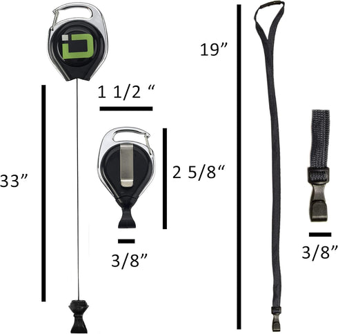Secure Badgeholder Duolite and Lanyard Combo with IDSH Badge Reel (Black/Black with Reel)