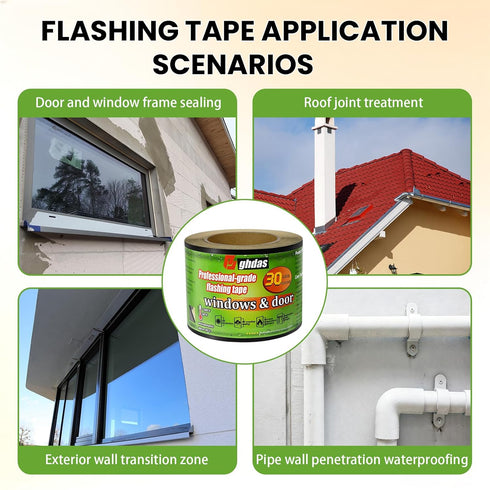 Bghdas 3.75" 30', Flashing Tape for Windows & Doors, x Industrial Strength for Windows, Doors, Weather-Resistant