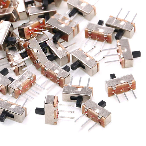 Glarks 50Pcs SS-12D00G3 2 Position SPDT 1P2T 3 Pin Mini Vertical Slide Switch for Arduino PCB Panel