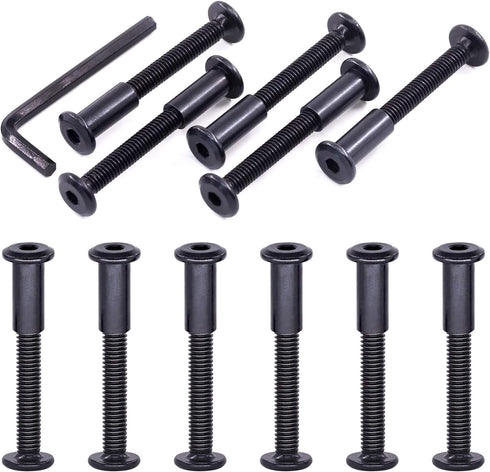 Swpeet 25Pcs M6x50mm Carbon Steel Black Hex Drive Socket Cap Bolts - Assortment Kit with Allen Wrench for Furniture