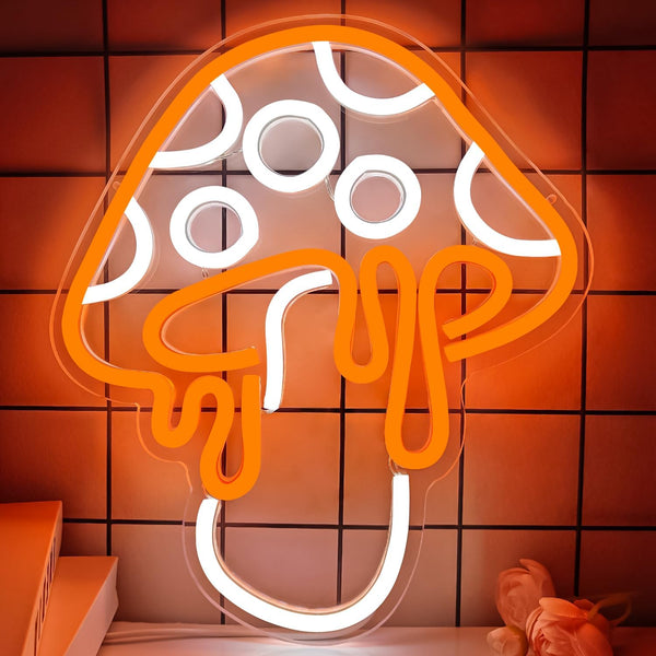 Mushroom Neon Sign Dimmable Led Cute Night Light 3d Wall Art Mushroom