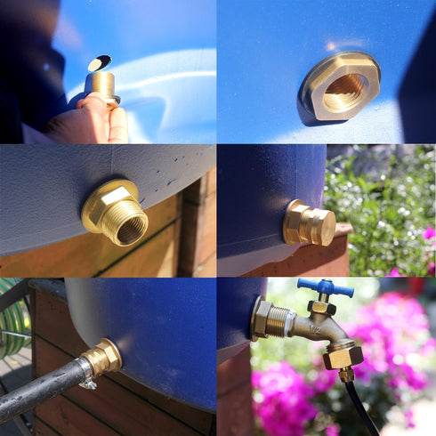 Brass Water Tank Connector - Bulkhead Tank Fitting 1/2" Female 3/4" GHT Male (2 Pack)