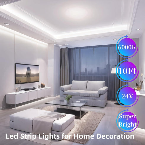 10 Dimmable 180 Counter Under Cabinet Lighting Kit Small Led Strip Lights ft White, Flexible LED Lights Strip, Leds