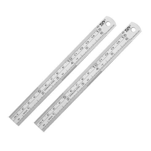 ZZTX Ruler Metal Straight Edge Ruler, Stainless Steel 6 Inch Ruler Set, 2 Pack