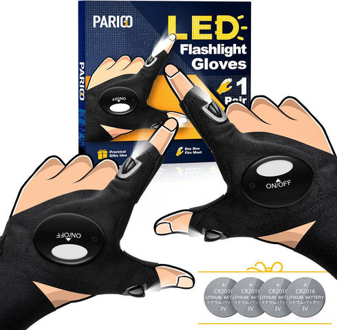 PARIGO LED Flashlight Gloves, Cool Gadget for Men, Gift for Dad, Husband, Grandpa, Christmas Birthday