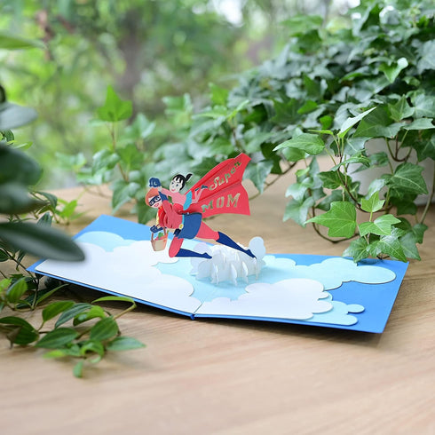 CUTE POPUP Supermom 3D Pop Up Card, Premium Handcrafted Gift for Mom, Birthday, Women’s Day, Any Occasion