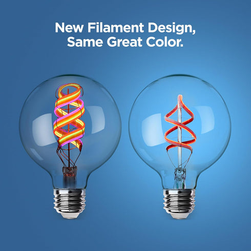 60 Bulb, Dimmable, G30 Bulb G3060/RGBW/FIL/AG Feit Electric Watt Equivalent Smart Filament Globe Spiral Filament WiFi