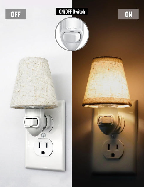 2-Pack 0.5W Vintage Plug in Night Light with Switch, LED Night Lights Plug into Wall Socket, Soft Warm Baby Nursery