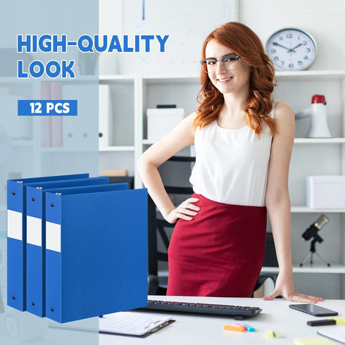 Henoyso 12 Pcs 1.5 Inch Plastic 3 Ring Binders, Flexible Binders for 8.5 x 11 Inch Paper (Blue)