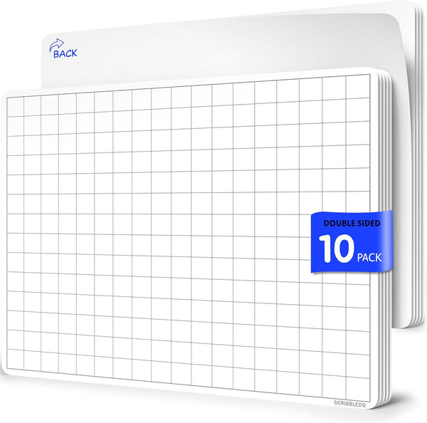 SCRIBBLEDO Large Grid Dry Erase Sheets 11”x14” for Math Practice, Pack of 10