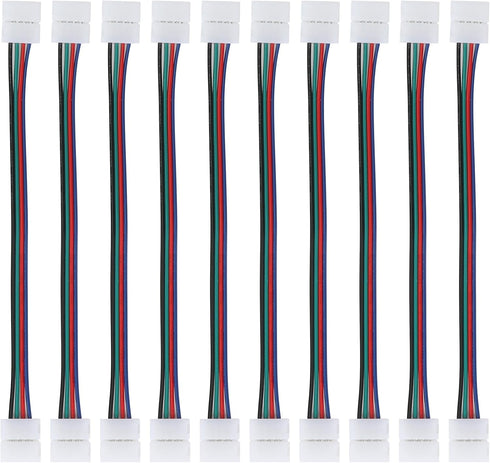 LED Light Strip Connectors 4-Pin 10mm Wide, 10-Pack Solderless Strip to Strip Jumper Extension Connector for DIY
