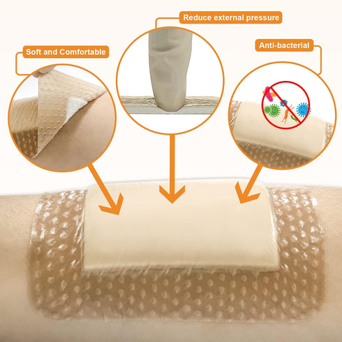 Carbou Silicone Foam Dressing with Adhesive Gentle Border, 3"x3" Waterproof Wound Dressing Bandage, 10 Pack