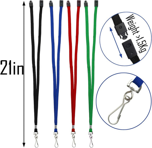 Beebel Breakaway Lanyards, Black Neck Straps with Swivel J Hook for Badge ID Card Holder