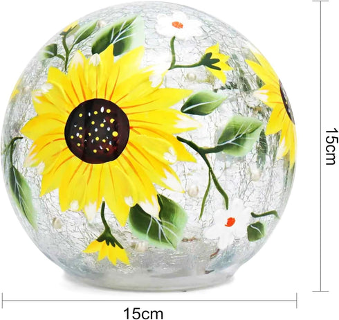 Crackle Glass Ball Lamp, Glass Lighted Globe, Hand-Painted LED Sphere Lamp, Battery Powered Decorative Orb, Warm Night
