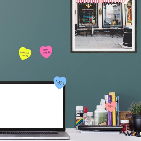 Self-Sticky Notes, 12 Colors Heart, Bright Colorful Sticky Pad, 2.76 x 2.76 Inch, 600 Sheets for School Office