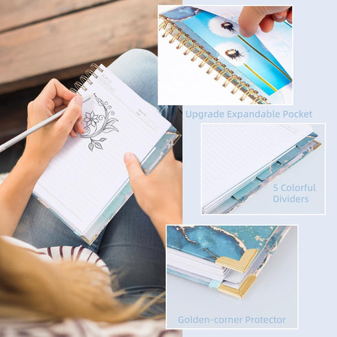 Spiral Notebooks for Work - 240 Pages Lined A5 College Ruled Journals for Writing, 8.6”x6.2'' for School Office Supplies