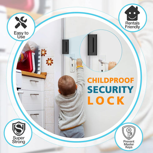 3" 800 lbs Home Security Door Lock Reinforcement - Child Proof High Security Door Locks with Stop Withstand for Inward