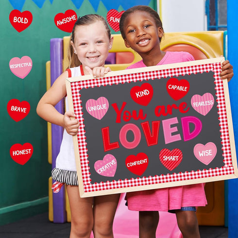 You are Loved Valentine's Day Bulletin Board Cutouts with Motivational Positive Sayings for Classroom School Nursery