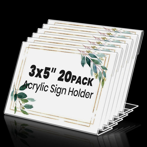 AXQMY Acrylic Sign Holders 3x5 Inches Display Clear, Acrylic Table Signs Label Holders