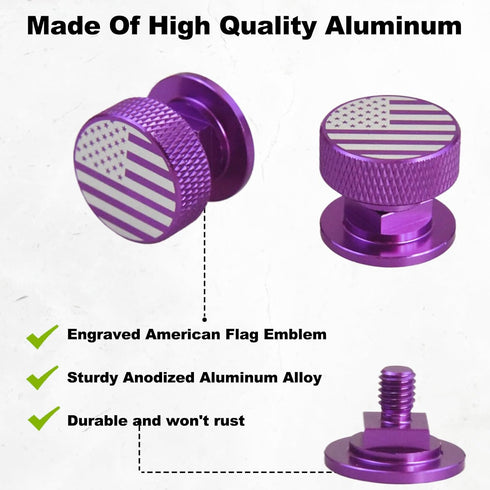 Welding Hood Pipeliner Helmet Fasteners, Purple American USA Flag Pattern Aluminum Headgear Replacement Parts, Durable