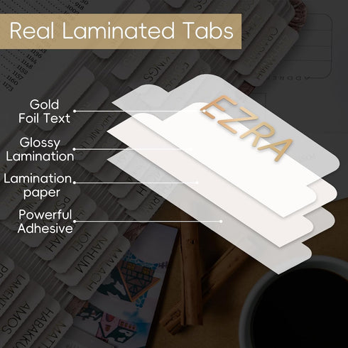 XKDOUS Summaries, 66 9 - Laminated Bible Tabs with Book Large Print Gold Foil Bible Tabs for Women Men, Bible Book Tabs
