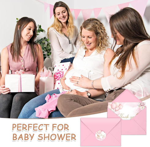 50 Pack 4" 6" Baby Shower Thank You Cards with Envelopes, x Watercolor Bear Balloon Bulk Greeting Cards for Bridal