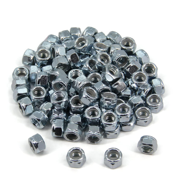 Yeebyee 5/16"-18 Nylon Insert Hex Lock Nuts,Carbon Steel White Zinc Plated, Hex Lock