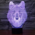 3D 7 Ticent Animals Wolf Night Light Touch Control Desk Lamps, Color Changing Table Lights with Acrylic Flat, ABS Base