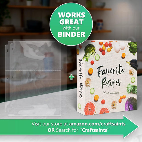 Full Size 4x6 Recipe Card Protectors: Pack of 25 Top-Loading Crystal Clear Sleeves for 3 Ring Binder
