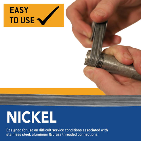 Gasoila Nickel PTFE High Density Thred Tape Roll, -450 to 550 Degree F Performance Temperature, For Stainless Steel, 4.3 mil Thick, 260" Length, 3/4" Width