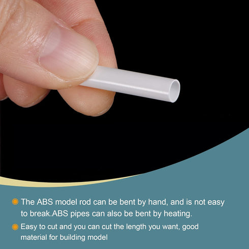 MECCANIXITY Plastic Model Tube, ABS Round Tube 3/16" OD 10" White for Architectural Model Making DIY, 5 Pack