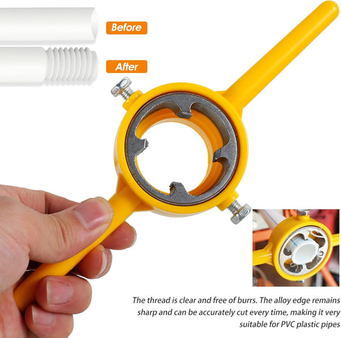 6PCS PVC Thread Maker Tool Kit, Reusable Pipe Threader Plumbing Tool with 1/2 Inch, 3/4 Inch, 1 Inch Dies