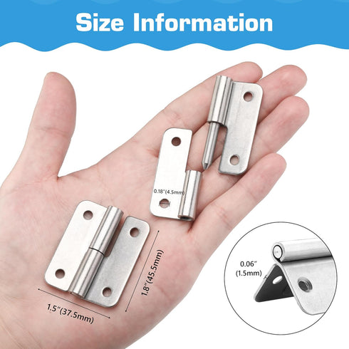 Lift Off Hinge, 1.8 Inch 304 Stainless Steel Hinges, Detachable Slip Joint Flag Hinges for Various Wooden or Metal Boxes, Tool Chests, and More (Left Handed, 6 PCS)