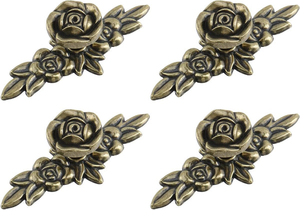 Euro Rose Decorative Cabinet Knob with Backplate,Floral Ivory Drawer Knob Vintage Zinc