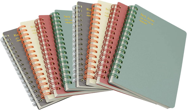 Yansanido 8 Pcs A6 Size Spiral Notebook, 4 Color Thick Plastic Hardcover, 80 Sheets (160 Pages) College Ruled Journal