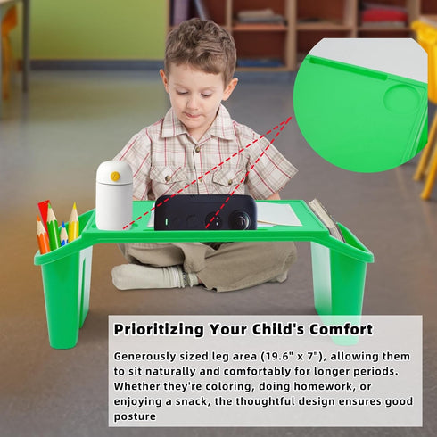 6Pcs 19.7x9.8x7.1in (6, Kids Lap Desk Tray, Plastic Breakfast Laptop Trays with Side Pockets, Stackable Activity Table